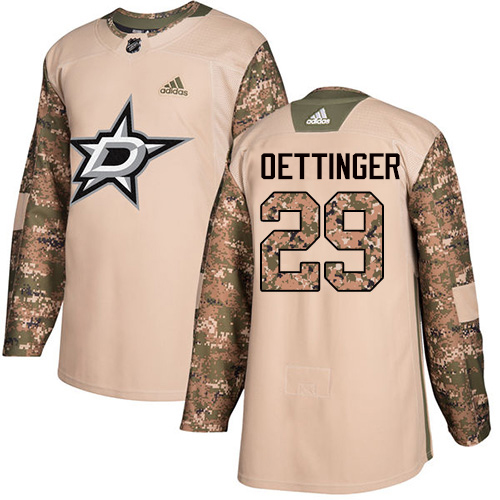 Adidas Men Dallas Stars 29 Jake Oettinger Camo Authentic 2017 Veterans Day Stitched NHL Jersey